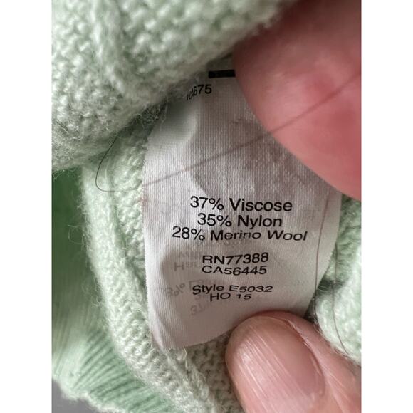 J.Crew Sweater Women's XXS Mint Green Merino Wool Cable Knit Academia Preppy - Picture 4 of 6